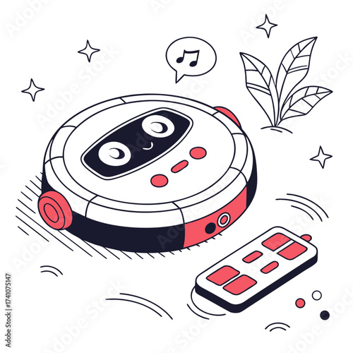 Cute robotic vacuum cleaner with remote and plant robot vacuum