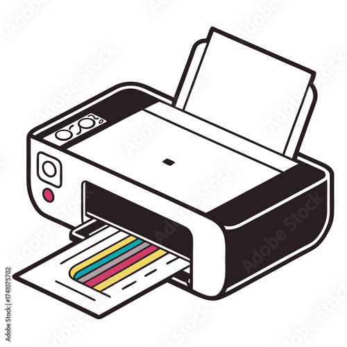 Inkjet printer printing colorful striped paper vector