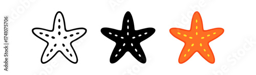 Colorful starfish collection: outline, silhouette, and vibrant designs
