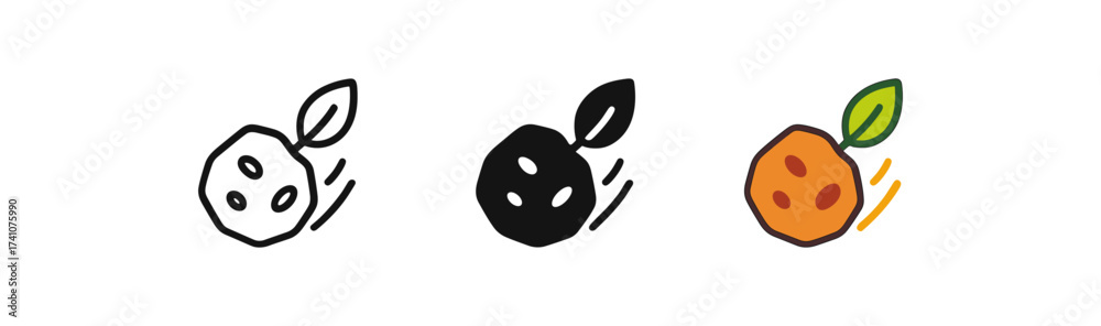 Obraz premium Trio of simple apple icons in hand drawn, solid black, and colorful styles
