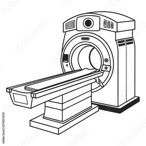 Medical scanner machine with examination table MRI machine