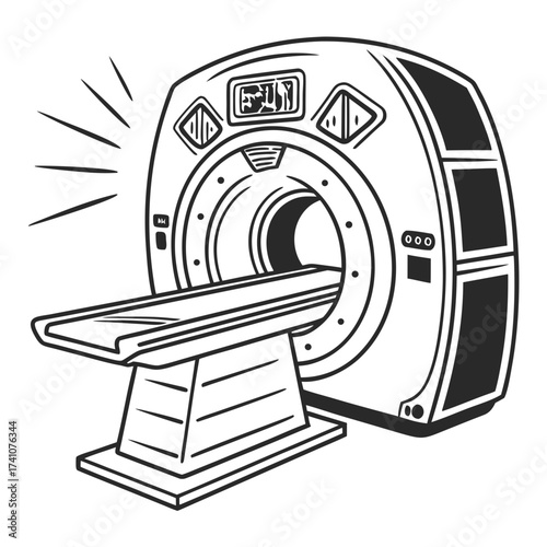 Medical scanner machine with examination table MRI scanner