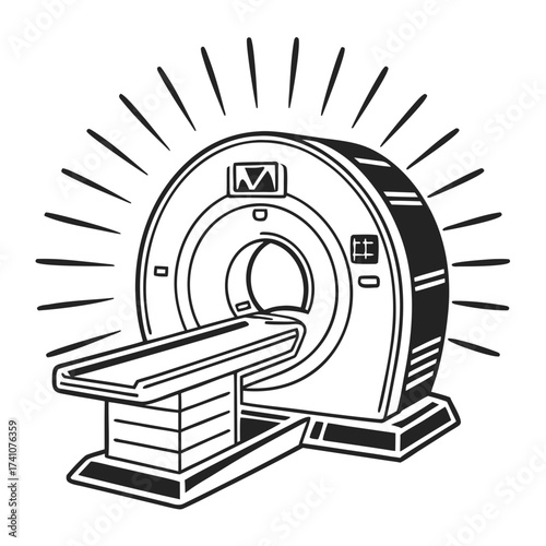 Medical scanner machine with radiating lines MRI machine