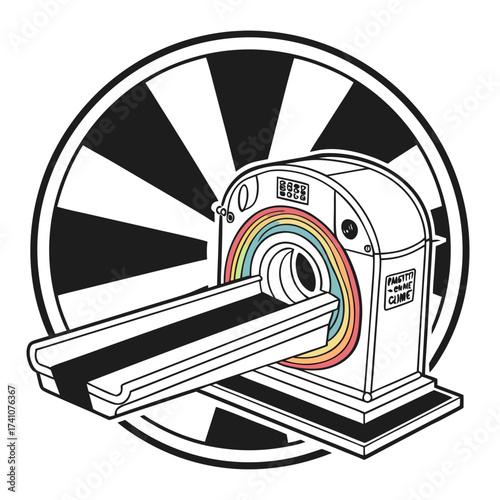 Medical scanner with rainbow light and radial background