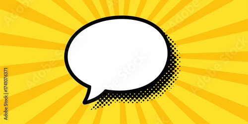 Bold Sunburst Speech Bubble on Radiant Yellow Background