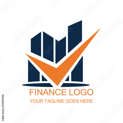Finance Logo with Bar Chart and Check Mark – Business and Investment Symbol