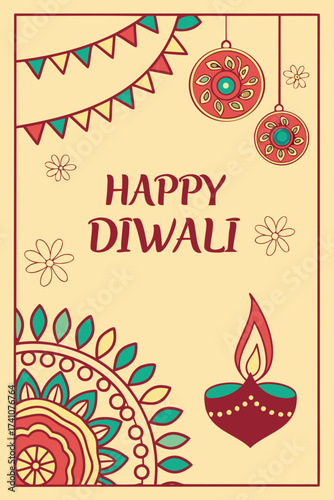 Diwali Joy Mandala Festive Light Card