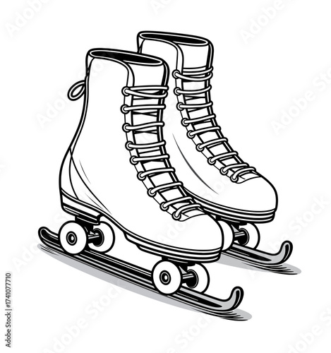 Classic Ice Skates on White Background