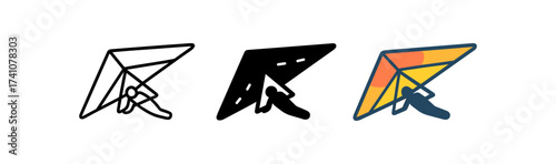 Hang gliding designs: minimal linear, bold monochrome, vibrant geometric