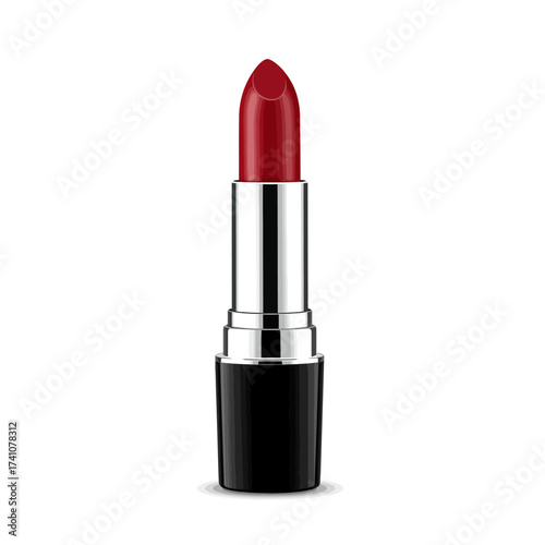 Elegant red lipstick product photography isolated on white for beauty and fashion commerce isolated on white background