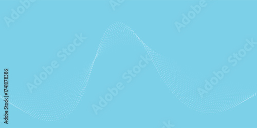 Modern white wavy glowing lines on a blue background. Futuristic digital art