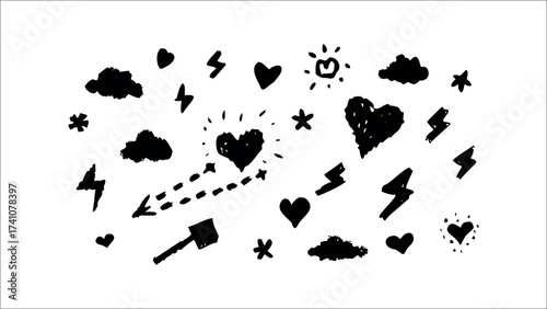 Chalk style hand drawn illustration collection