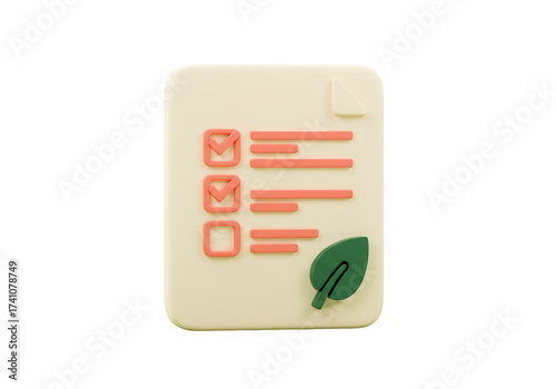 Checklist with leaf isolated PNG, eco-friendly practices and sustainability in business