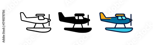 Seaplane variations in minimalist, silhouette, and colorful styles
