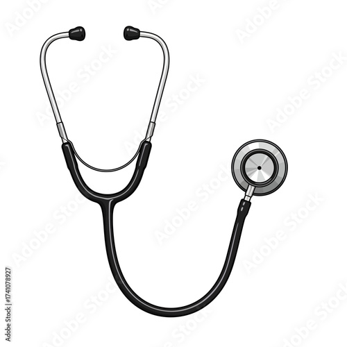 Medical stethoscope tool for healthcare professionals listening to heartbeats and lungs auscultation examination isolated on white background