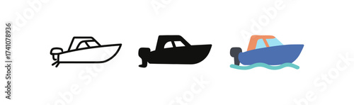 Boat design styles: minimalist outline, bold silhouette, and vibrant flat design variations