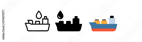 Personal care icon set featuring shampoo and soap in linear, silhouette, and flat style