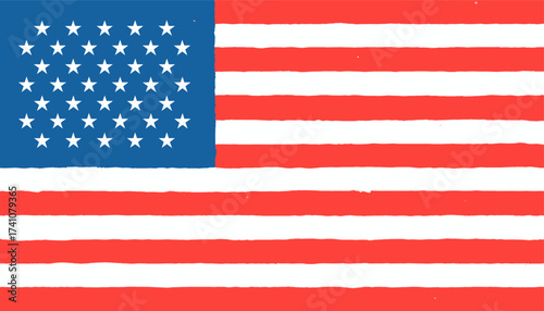 Distressed American Flag with Starry Night Theme