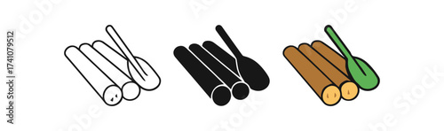 Colorful sugarcane with spoon designs in three unique styles