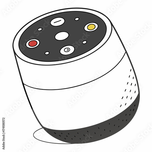 Stylized illustration of a smart home voice assistant device