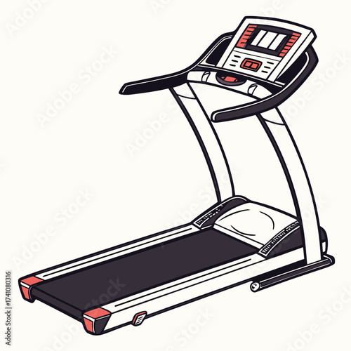 Treadmill machine with black belt and red accents exercise machine