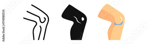 Knee joint design in minimalist, silhouette, flat styles