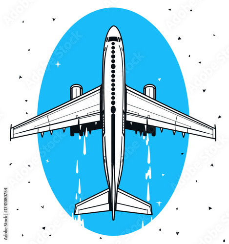 Frozen Airliner in Starry Night Sky with Icy Details