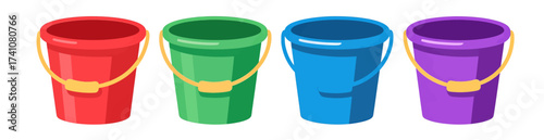 Four Playful Beach Buckets in Summer Colors