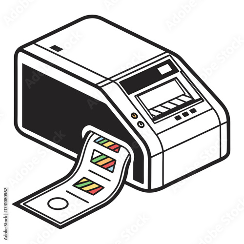 Vector ticket printing machine with colorful stripes