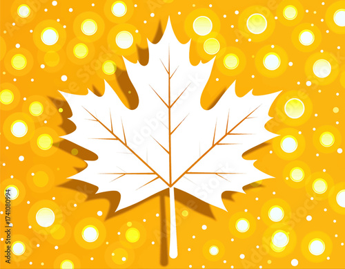 Golden Maple Leaf in Autumnal Splendor with Sparkling Bokeh