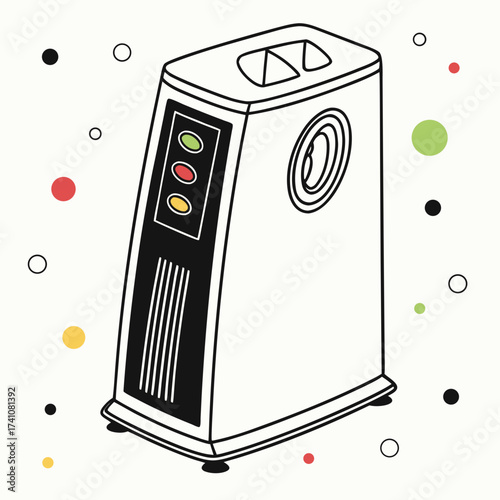 White air purifier with colorful dots and circles machine