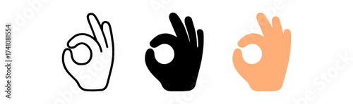 Minimalist hand gestures in black, white, and color