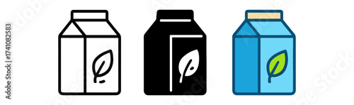 Eco-friendly packaging designs featuring leaf icon in various styles