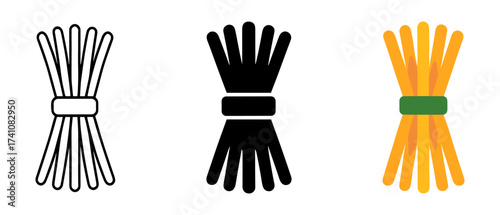 Bundle of dry spaghetti in silhouette and color styles
