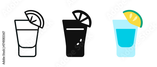 Stylized icons of refreshing summer beverages with citrus garnish