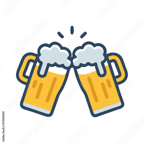 Cheers to Good Times A Vector Illustration of Beer Glasses Clinking Together in Celebration