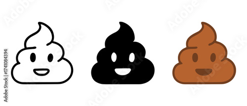 Cute emoji faces in monochrome and color variations