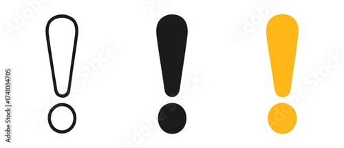 Minimalist exclamation marks in black and yellow on white background