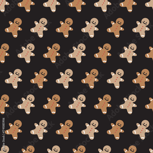 Winter Holiday Cookies with Gingerbread Pattern. Perfect for Christmas wrapping paper, winter textiles, bakery packaging, and festive holiday designs.