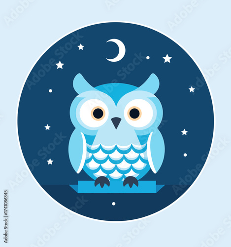 Night Owl perched under Moonlit Sky with Stars