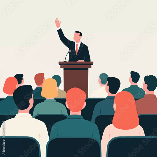 Public Speaker Addressing Engaged Audience in Conference Hall