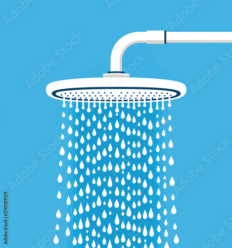 Shower Rain Illustration on Calm Blue Background
