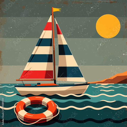 Sailboat Voyage: Sunset Serenity by Calm Waters