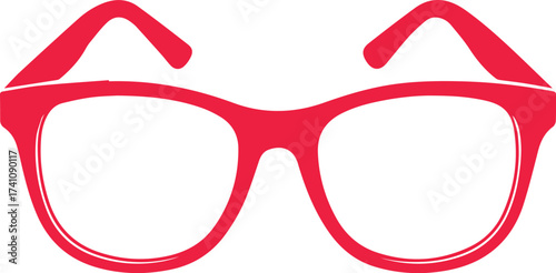 Stylish red glasses frame vector for modern vision correction and eye protection