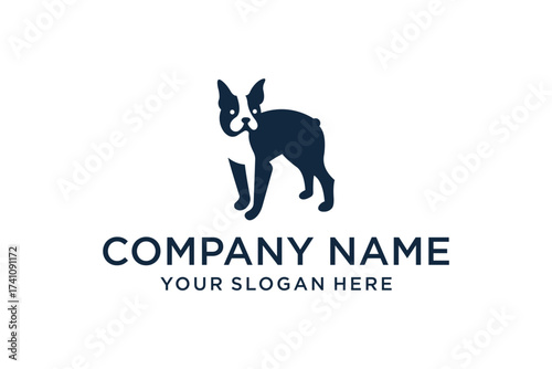 Boston Terrier Dog Logo Icon Design Silhouette Vector