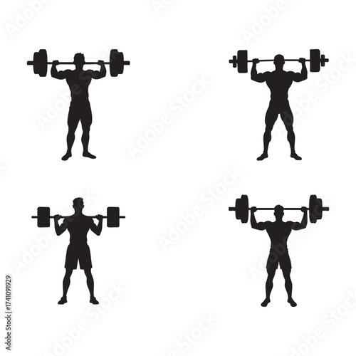Silhouette of person lifting weights icon on a white background