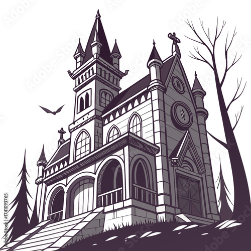 Gothic castle style house vector illustration fantasy house