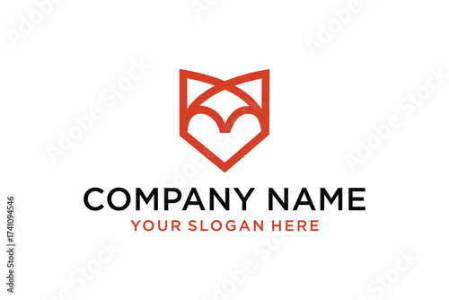 Abstract Fox Head and Open Book with Heart Logo. Minimalist Geometric Design for Company Branding. Free Download Abstract Fox Head and Open Book with Heart Logo. Minimalist Geometric Design for Company Branding. - GFXLoad