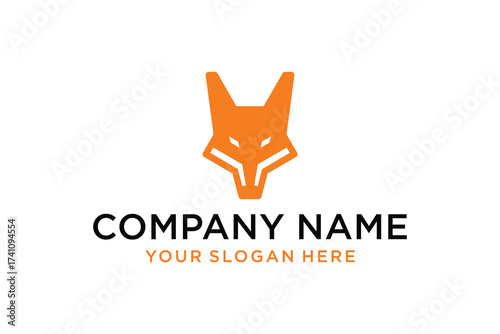 Abstract Geometric Orange Fox Head Logo for Modern Company Branding Identity