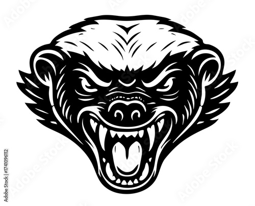 Fierce honey badger vector artwork showcasing bold features